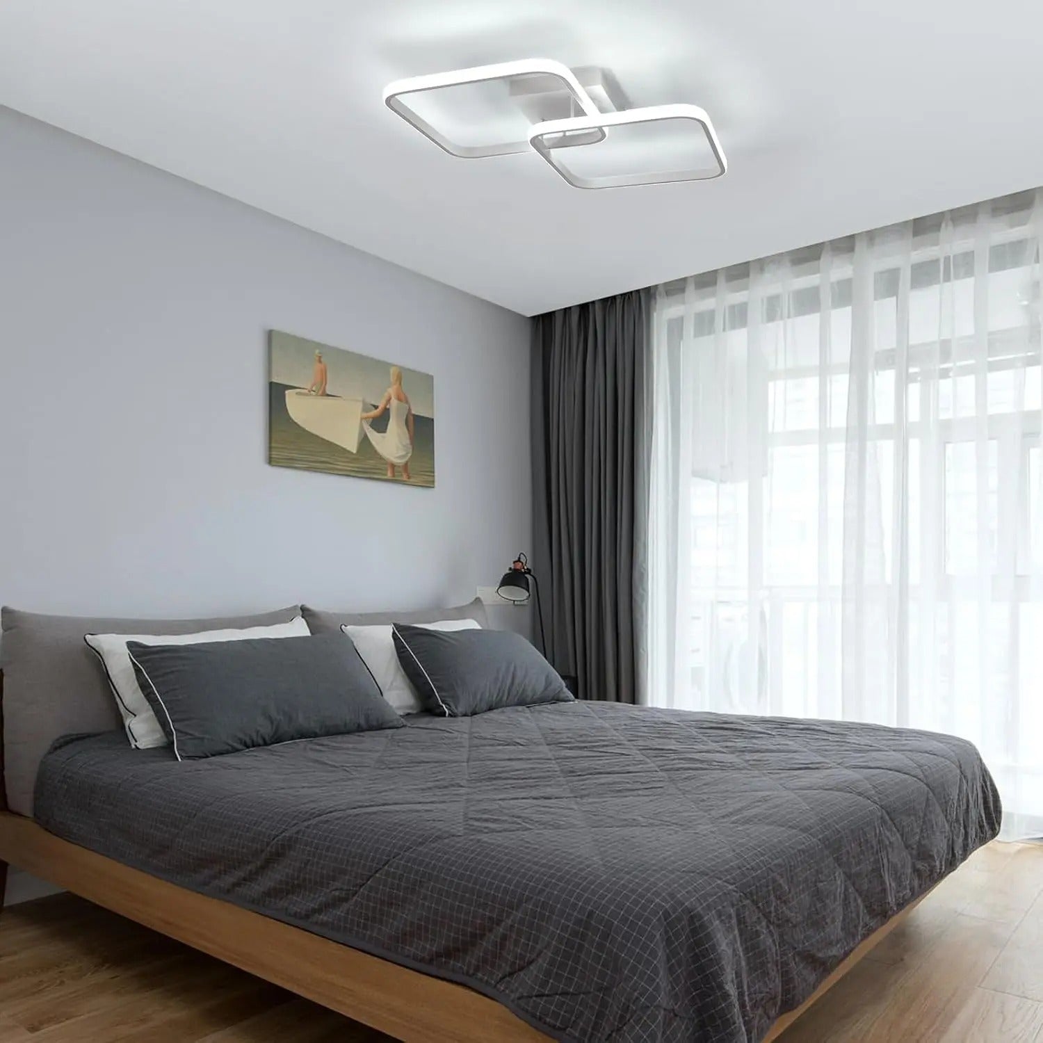 Moderne Vierkante LED Plafondlamp – 50W Dimbaar met Afstandsbediening – Instelbaar 3000K–6500K voor Woonkamer en Slaapkamer