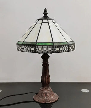 Tiffany Stijl Tafellamp – Handgemaakt Kunstglas 22 cm – Vintage Bronzen Basis – Decoratieve Tafellamp voor Woonkamer en Kantoor