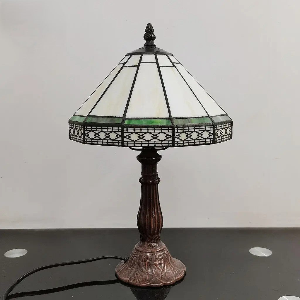 Tiffany Stijl Tafellamp – Handgemaakt Kunstglas 22 cm – Vintage Bronzen Basis – Decoratieve Tafellamp voor Woonkamer en Kantoor