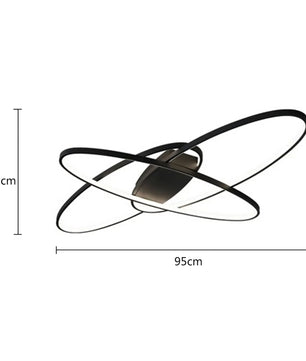 Moderne Geometrische LED Plafondlamp – 70W Zwart – Dimbaar met Afstandsbediening – Ellips Design voor Woonkamer en Slaapkamer