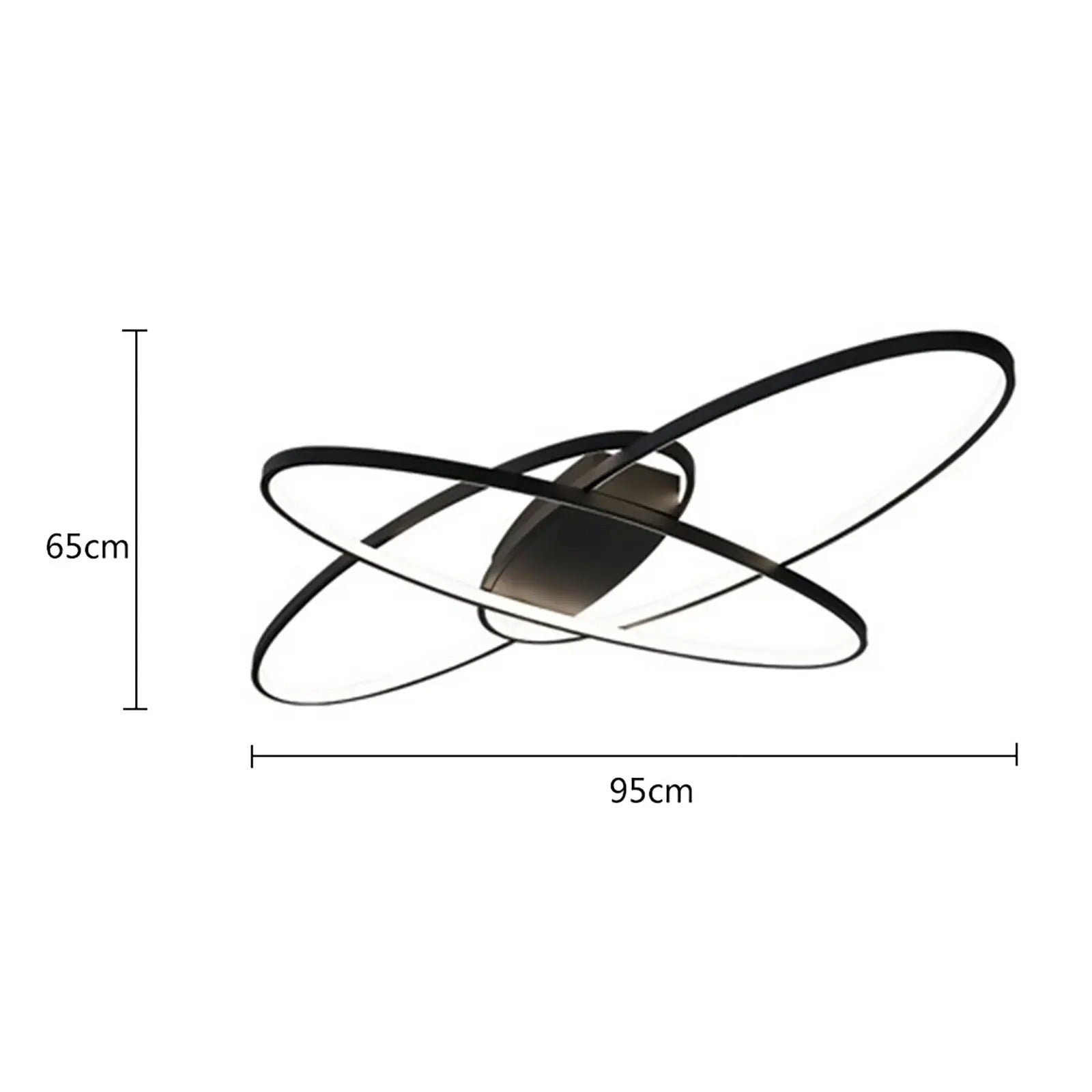 Moderne Geometrische LED Plafondlamp – 70W Zwart – Dimbaar met Afstandsbediening – Ellips Design voor Woonkamer en Slaapkamer