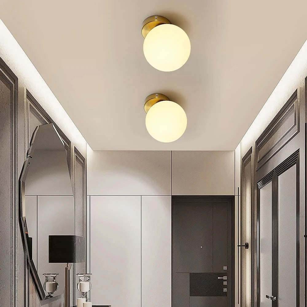 Moderne Wandlamp – E27 Bolvormige Wandverlichting met Glazen Kap 15 cm voor Slaapkamer, Woonkamer en Hal
