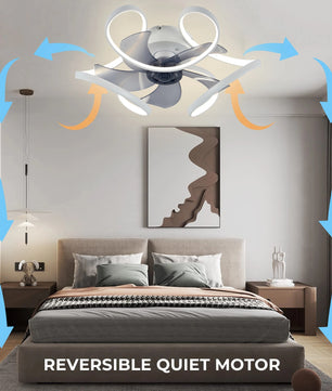 Nordic Smart Plafondventilator met LED – Scandinavisch Geometrisch Design met APP en Afstandsbediening, 6 Snelheden en Stille DC-Motor voor Woonkamer en Slaapkamer