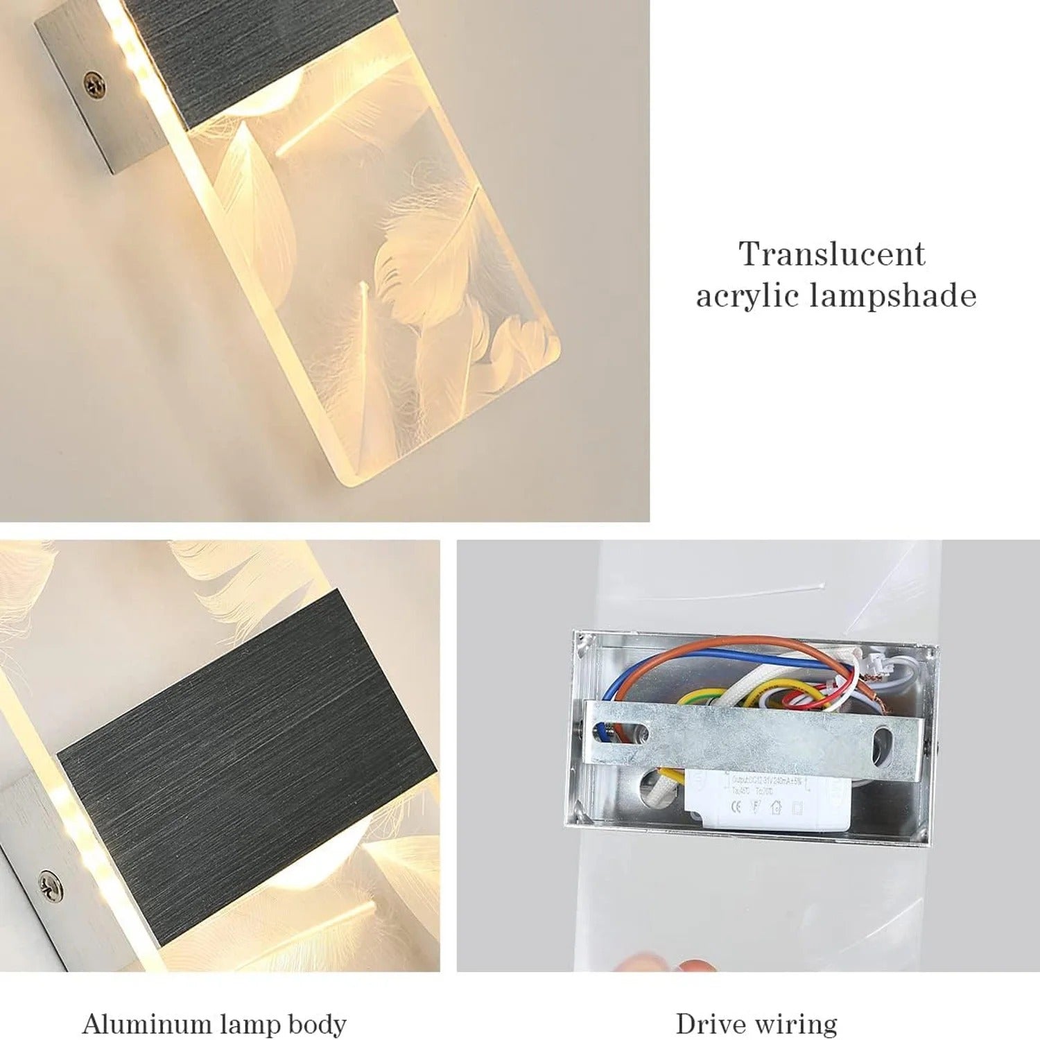 Set van 2 Moderne LED Wandlampen – 12W Rechthoekig Acryl – Warm Wit 3000K – Zilver/Zwart – Binnenverlichting voor Woonkamer, Slaapkamer en Gang