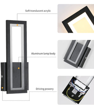 Moderne LED Wandlamp – 16W Acryl Wandverlichting – Zwart – Warm Wit 3000K – Voor Gang, Trap en Woonruimte
