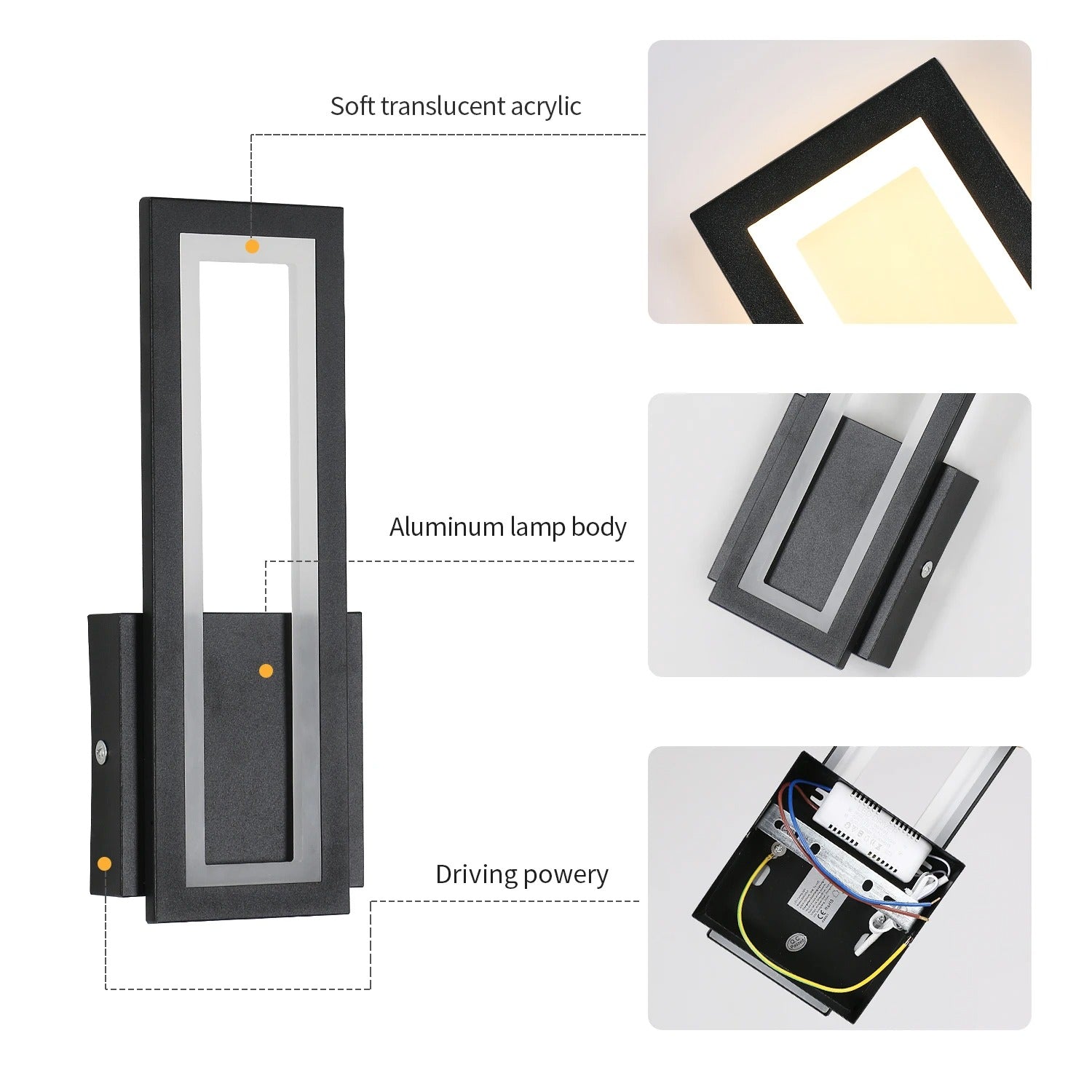 Moderne LED Wandlamp – 16W Acryl Wandverlichting – Zwart – Warm Wit 3000K – Voor Gang, Trap en Woonruimte