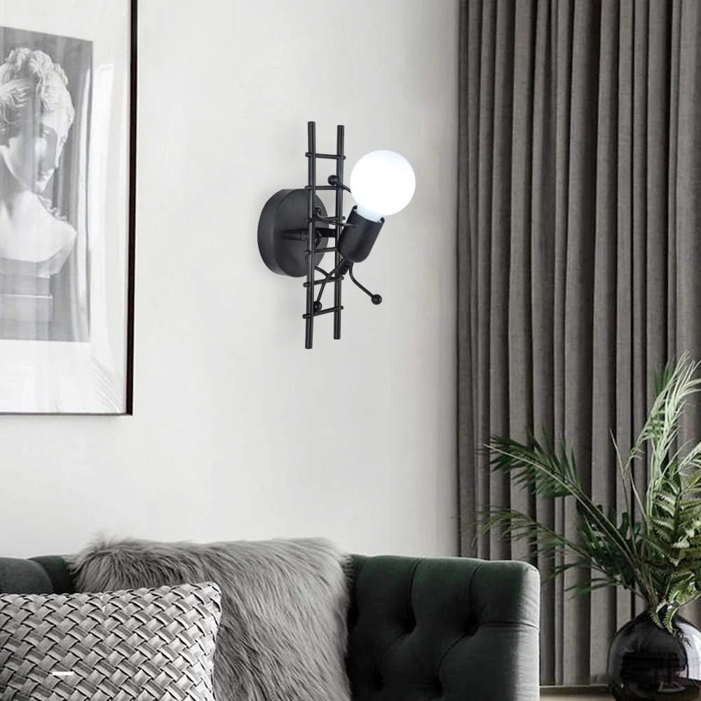 Zwarte Wandlamp – Moderne Vintage Metalen Wandkandelaar – E27 Fitting – Voor Woonkamer, Slaapkamer en Hal