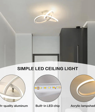 Moderne LED Plafondlamp – 20W Wit met 3 Lichtstanden – Compact Bloemdesign Ø25 cm voor Gang, Keuken en Slaapkamer