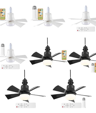 LED Plafondventilator met E27 Fitting – 40W Dimbare Ventilatorlamp met Afstandsbediening, 3 Snelheden en Laag Profiel voor Slaapkamer en Keuken