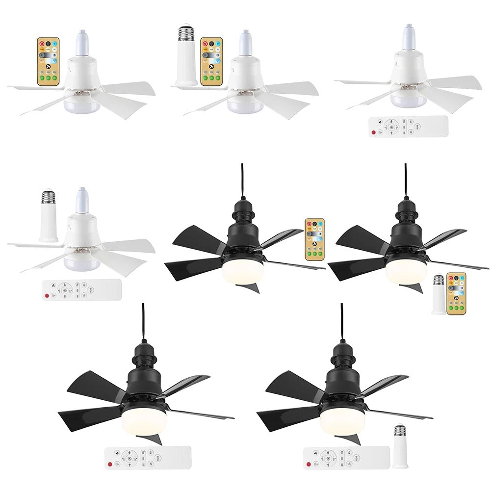 LED Plafondventilator met E27 Fitting – 40W Dimbare Ventilatorlamp met Afstandsbediening, 3 Snelheden en Laag Profiel voor Slaapkamer en Keuken
