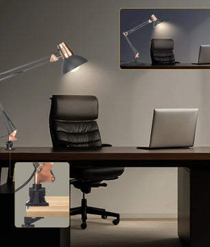 Verstelbare Bureaulamp met Scharnierarm – Industriële Metalen Klemlamp met E27 Fitting voor Werk en Lezen