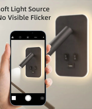 Nachtkastje Wandlamp met USB – 3-in-1 LED Leeslamp en Wandverlichting met Draaibare Spot