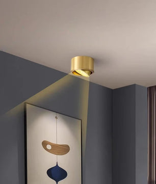 Koperen LED Plafondlamp – Verstelbare Opbouwspot van Massief Koper – Moderne LED Spotverlichting voor Gang, Woonkamer en Badkamer