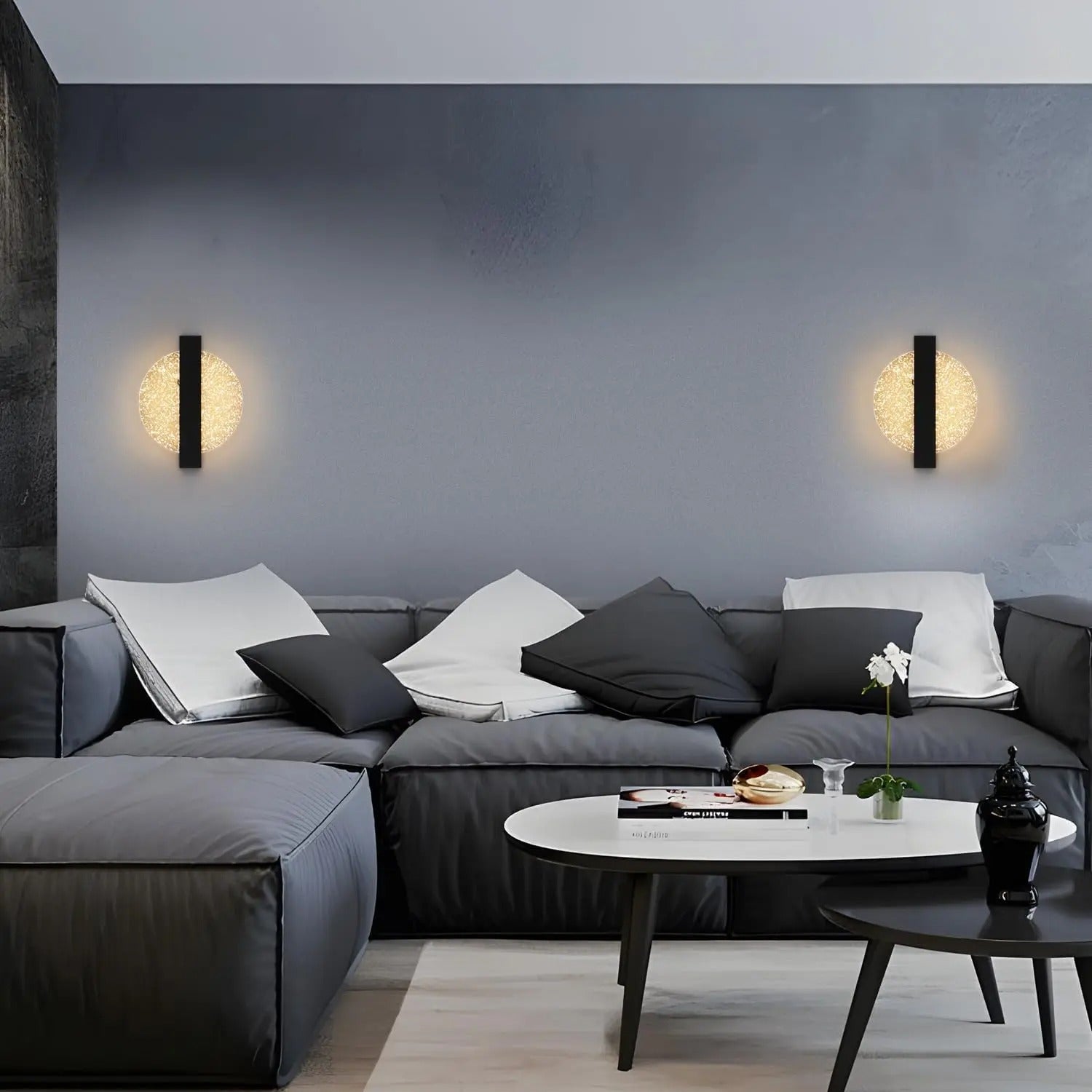 Moderne LED Wandlamp – Rond Design – Zwart met Zilverfolie – Warm Wit 3500K – 16W – Voor Woonkamer en Slaapkamer