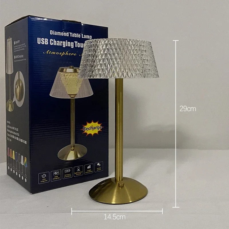 Oplaadbaar LED Nachtlampje met Touch Bediening – Moderne Glazen Tafellamp met 3 Lichtkleuren en USB Opladen
