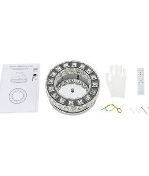 Moderne Kristallen Kroonluchter LED – Ronde Plafondlamp met Afstandsbediening – Dimbaar 3000K–6500K – Chroomkleur