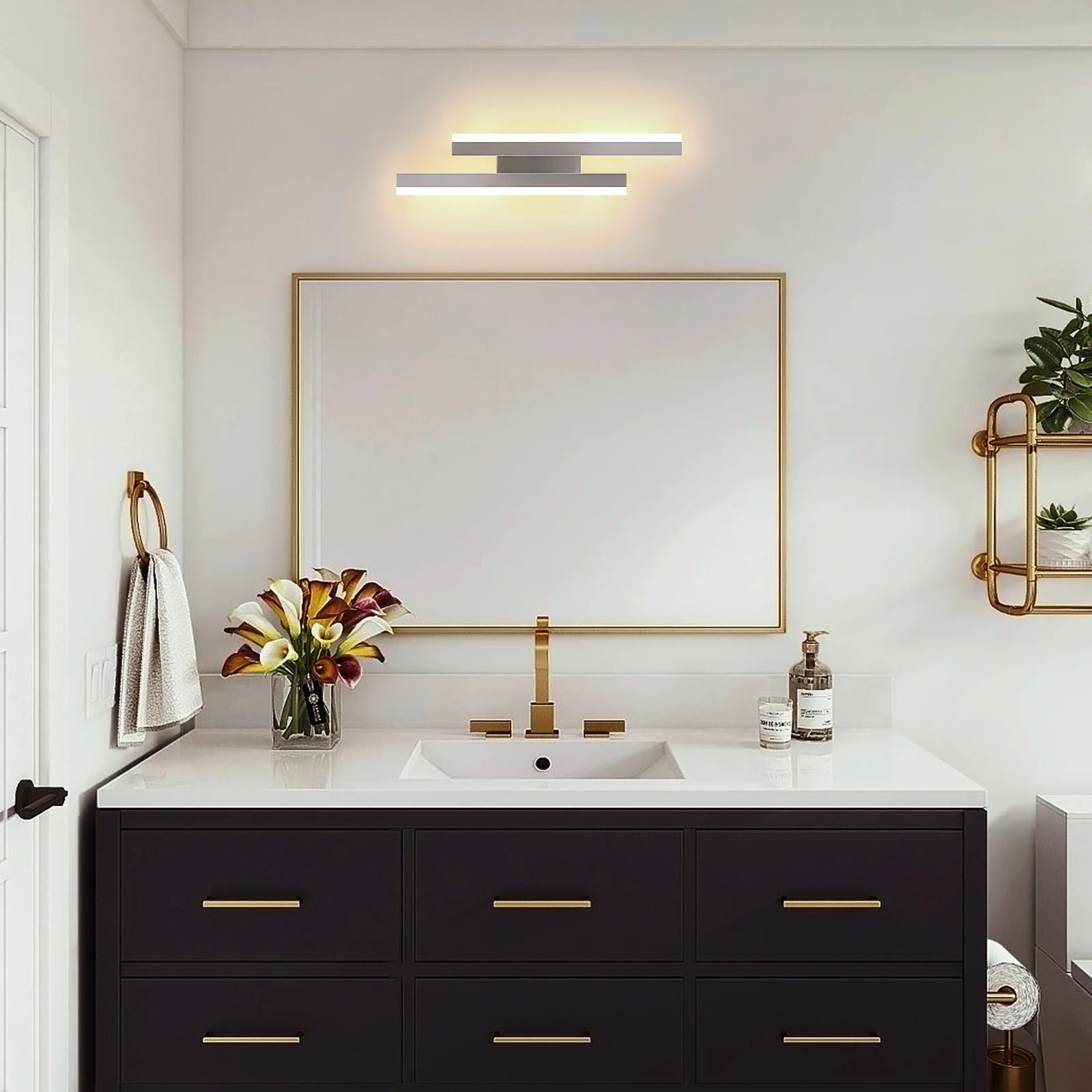 Moderne LED Wandlamp – 16W Parallel Design – Warm Wit 3000K – Wit Metaal – Voor Gang, Hal en Slaapkamer