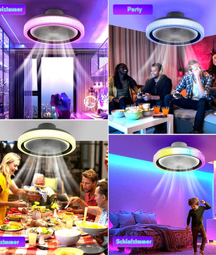 50W Bluetooth LED Plafondventilator met RGB Verlichting en Muziekfunctie – Dimbare Ventilatorlamp met Speaker, App en Afstandsbediening voor Woonkamer en Slaapkamer