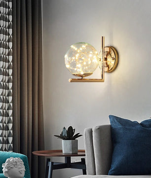 Glazen Ster Wandlamp – Moderne LED Wandverlichting van Glas en Metaal – Decoratieve Sfeerlamp voor Slaapkamer en Woonkamer