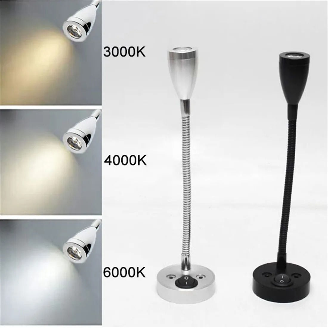 12V LED Leeslamp voor Camper, Caravan, Boot & Vrachtwagen – Aluminium Wandlamp, Warm/Koud Wit, 3W