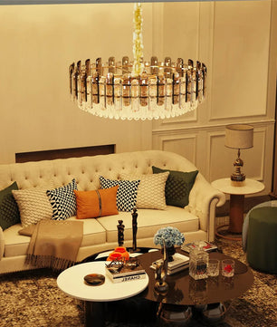 Ronde Kristallen Kroonluchter 80 cm – Luxe Plafondlamp met 15× E14 Fittingen voor Grote Ruimtes