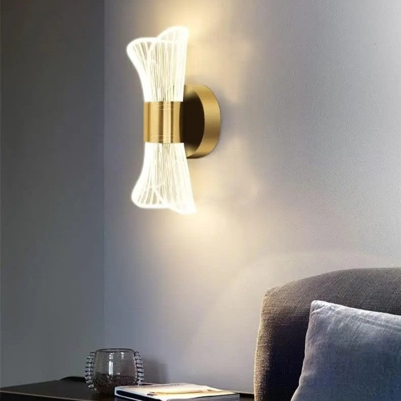 Gouden Acryl LED Wandlamp – 12W met 3 Kleurtemperaturen – Luxe Modern Design voor Hal en Trap