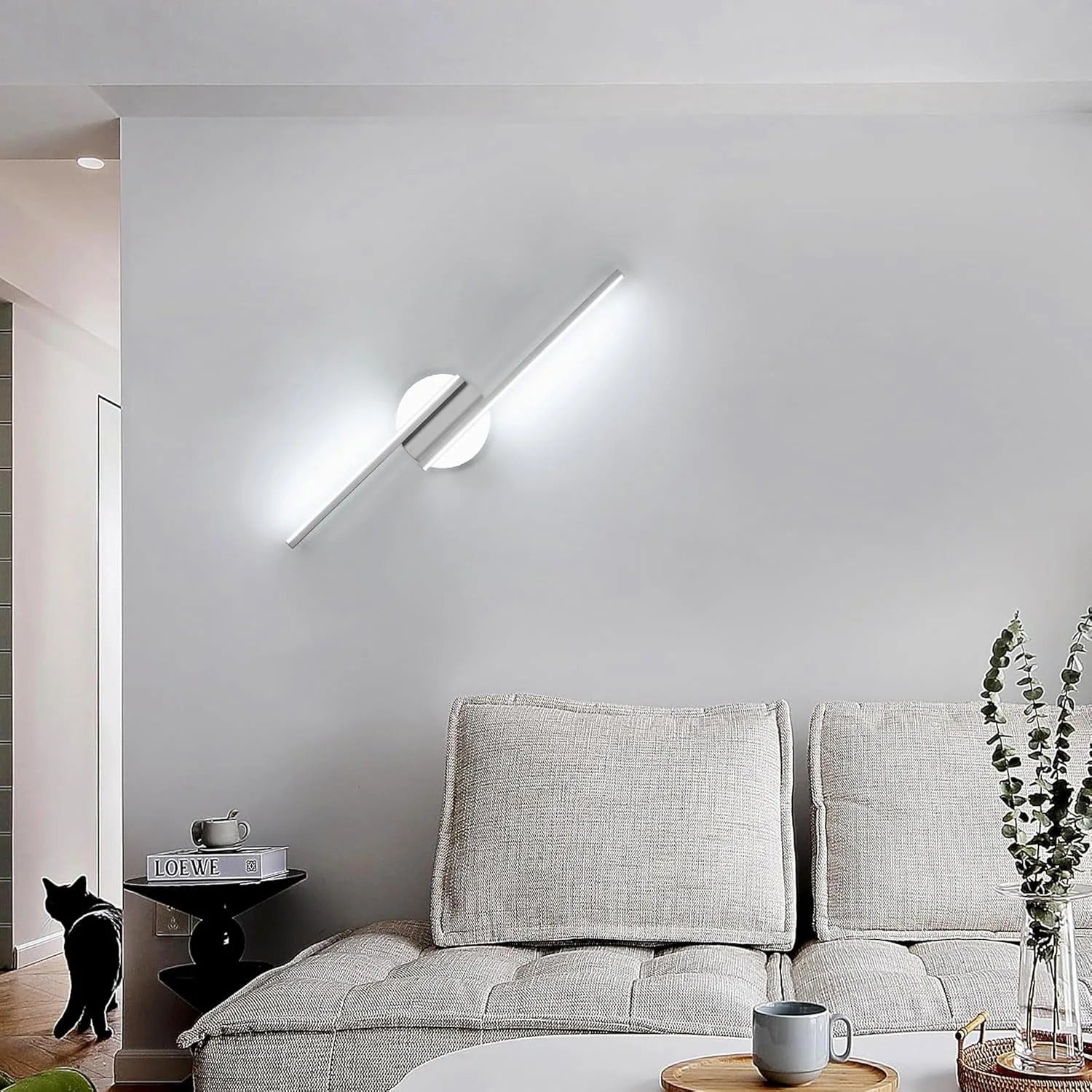 Moderne LED Wandlamp – 55 cm Lineair Design – 22W 2475 Lumen – Koel Wit 6500K – Wit – Voor Woonkamer en Kantoor