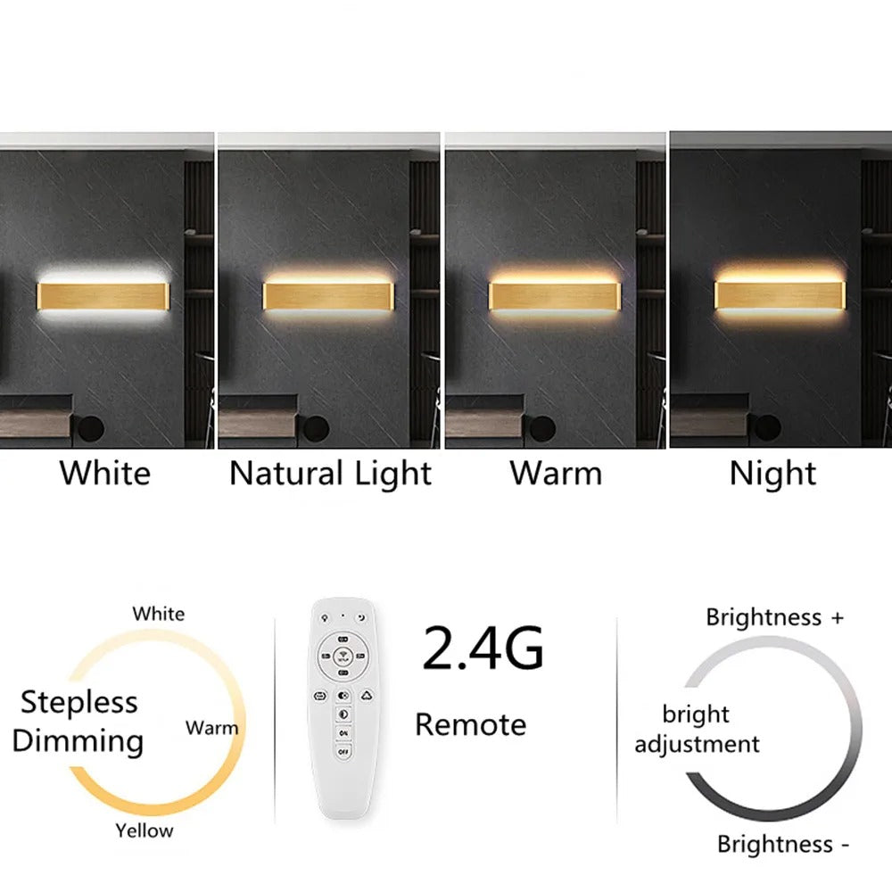 Moderne LED Wandlamp met Bluetooth en Afstandsbediening – Dimbare Wandverlichting met 3 Lichtkleuren voor Interieur