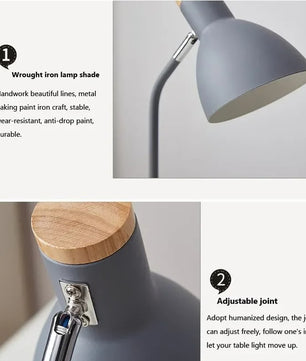 Houten Nordic Tafellamp – Scandinavische Flexibele Bureaulamp met E27 Fitting – Minimalistisch Design voor Woonkamer en Kantoor
