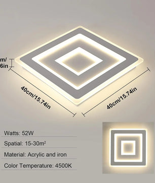 Moderne Vierkante LED Plafondlamp – 42W Acryl Wit – Heldere Basisverlichting voor Slaapkamer, Woonkamer en Keuken