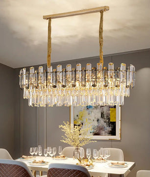 Luxe Kristallen Kroonluchter – Moderne LED Plafondlamp met E14 Fittingen in Goud