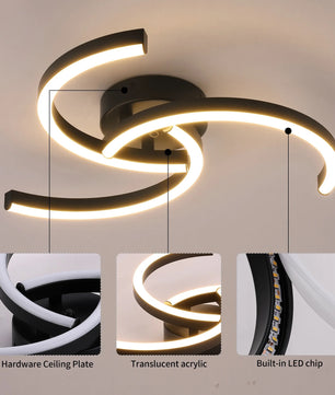 Moderne LED Plafondlamp – Spiraalvormig Design 52 cm met Warm Wit Licht 24W voor Woonkamer en Slaapkamer