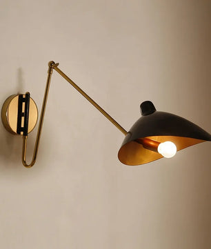 Industriële Wandlamp met Lange Arm – Verstelbare Scharnierarm en Matte Metalen Kap – E14 Leeslamp voor Slaapkamer, Woonkamer & Hotel