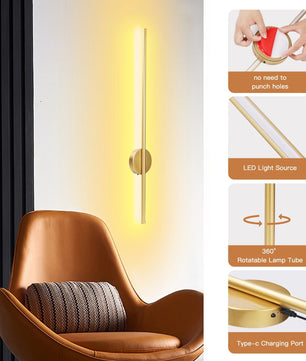 Draadloze LED Wandlamp 50 cm – Magnetische Wandverlichting met Afstandsbediening – Moderne Oplaadbare Wandlamp voor Slaapkamer en Woonkamer