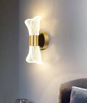 Gouden Acryl Wandlamp – 12W LED met 3 Instelbare Lichtkleuren – Luxe Moderne Wandverlichting voor Gang, Trap en Balkon