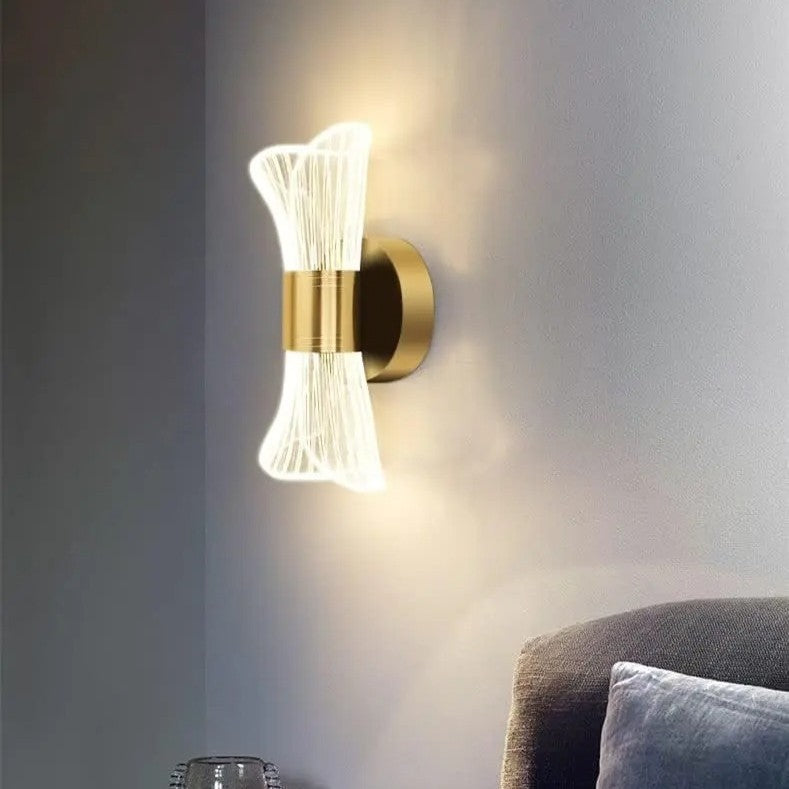 Gouden Acryl Wandlamp – 12W LED met 3 Instelbare Lichtkleuren – Luxe Moderne Wandverlichting voor Gang, Trap en Balkon