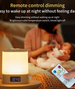 Oplaadbare LED Bureaulamp met Klok – Touch Nachtlamp met Timer en 3 Lichtkleuren voor Slaapkamer en Kinderkamer