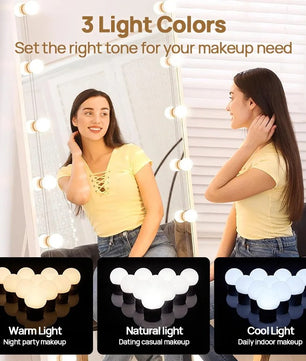 Hollywood LED Make-up Spiegelverlichting – 3 Kleurstanden, USB Aangedreven & Traploos Dimbaar – Professionele Vanity Verlichting voor Spiegel en Make-uptafel