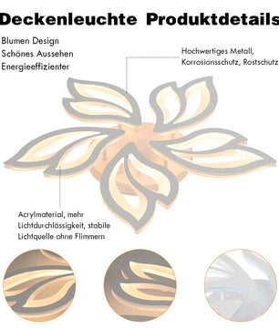 Moderne LED Plafondlamp 55W met RGB Achtergrondverlichting – Dimbaar met Afstandsbediening – Bloemdesign 60×60 cm – Wit