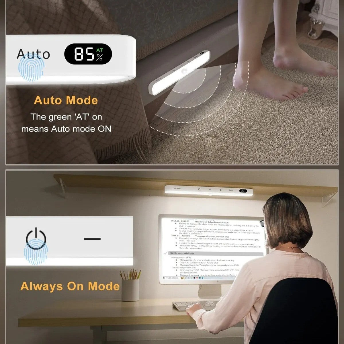 Bewegingssensor LED Kastlamp met Batterijdisplay – 60 LEDs, Dimbaar & Oplaadbaar via USB-C – Draadloze Lichtbalk voor Kast, Keuken & Nachtverlichting