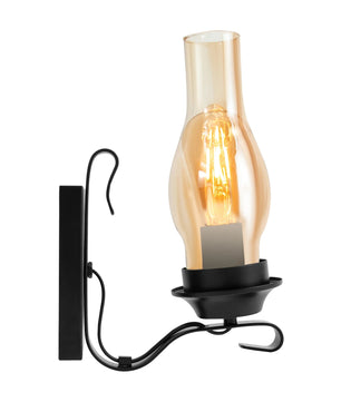 Retro Wandlamp – IJzer en Glas met E27 Fitting – Dimbare Vintage Wandverlichting voor Woonkamer, Hal en Slaapkamer