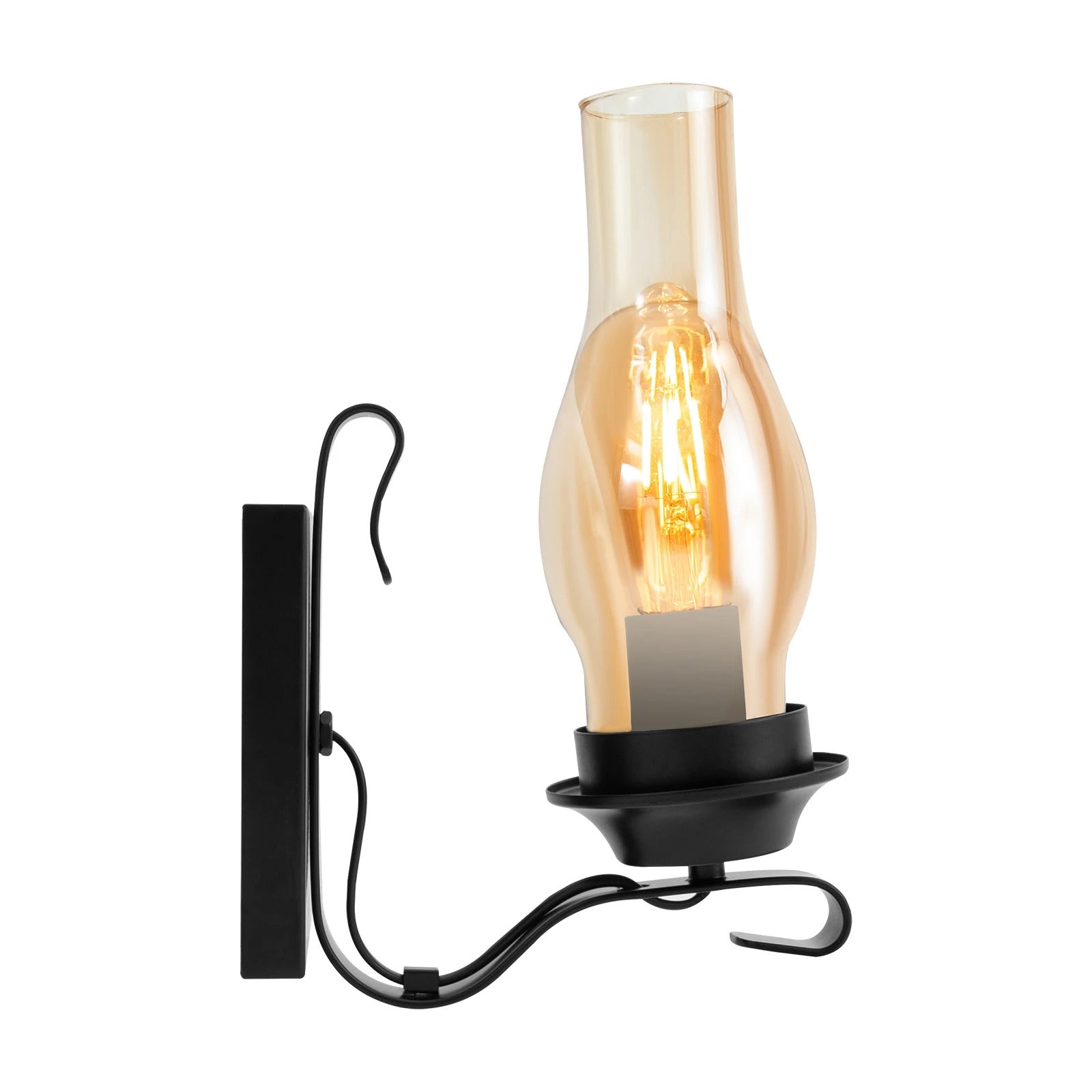 Retro Wandlamp – IJzer en Glas met E27 Fitting – Dimbare Vintage Wandverlichting voor Woonkamer, Hal en Slaapkamer