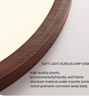 Ultradunne Ronde LED Plafondlamp met Houtnerf – Walnootlook – 24W Ø30 cm – Driekleurig Licht voor Woonkamer en Slaapkamer