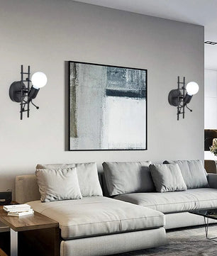 Zwarte Wandlamp – Moderne Vintage Metalen Wandkandelaar – E27 Fitting – Voor Woonkamer, Slaapkamer en Hal