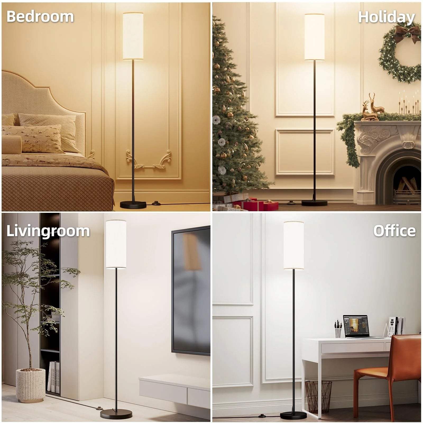 Moderne Vloerlamp met Lampenkap – Hoge Staande Lamp met Dimbare 9W LED en Voetschakelaar – Minimalistische Verlichting voor Woonkamer en Slaapkamer