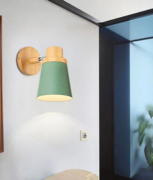Moderne LED Wandlamp – IJzer en Hout met E27 Fitting – Macaron Design voor Woonkamer en Slaapkamer