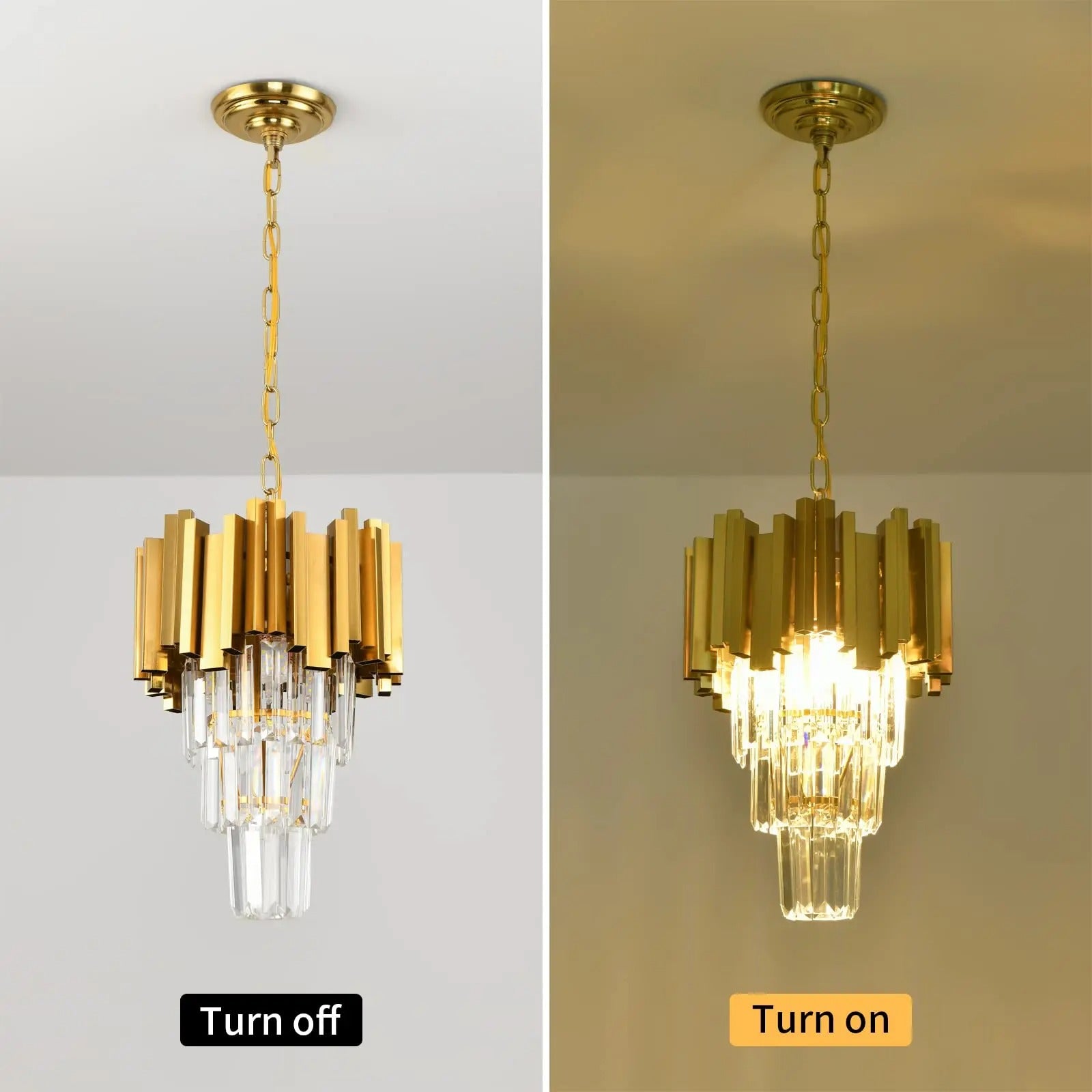 Gouden Kristallen Hanglamp – Moderne 3-lichts Plafondlamp van Metaal met K9 Kristallen en E14 Fittingen – Luxe Design voor Eetkamer, Keuken en Entree