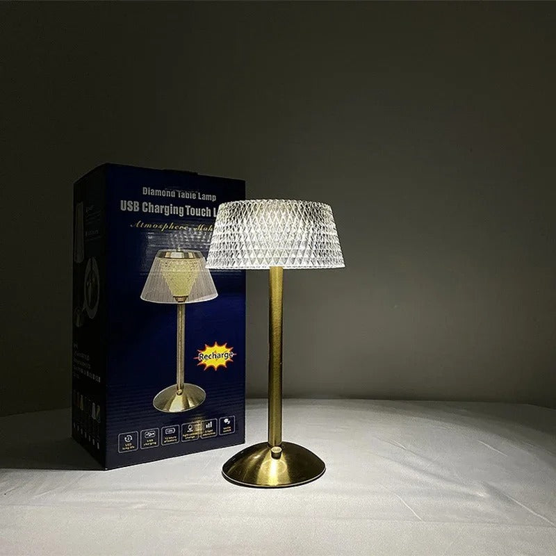 Oplaadbaar LED Nachtlampje met Touch Bediening – Moderne Glazen Tafellamp met 3 Lichtkleuren en USB Opladen