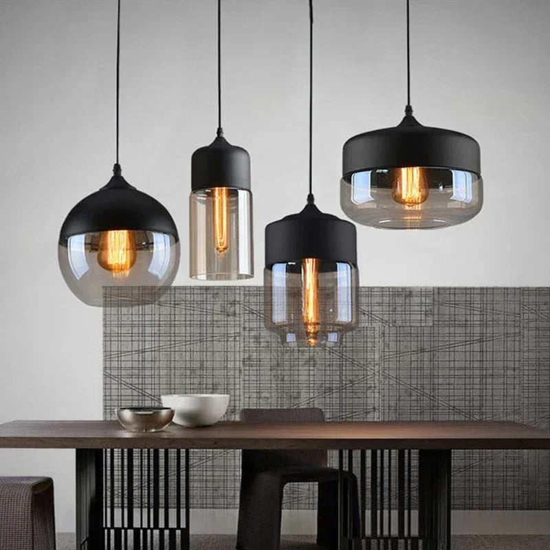 Nordic LED Hanglamp – Moderne Glas & Houten Plafondlamp voor Woonkamer, Slaapkamer & Eetkamer