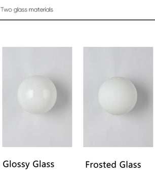 Ronde Glazen Wandlamp – Melkwitte Glazen Bol met Verborgen Basis – Moderne LED Wandverlichting voor Slaapkamer en Woonkamer